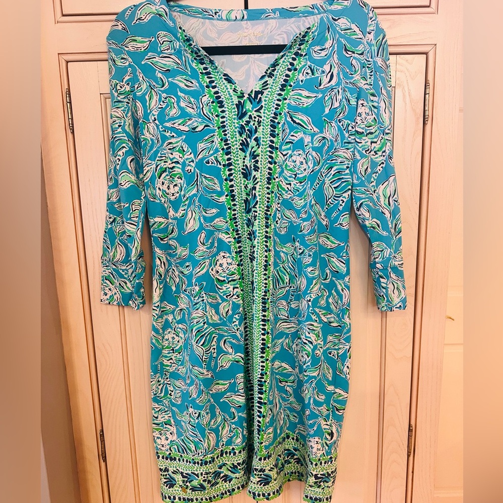 Lilly Pulitzer Floral Green and Blue Dress, Size S